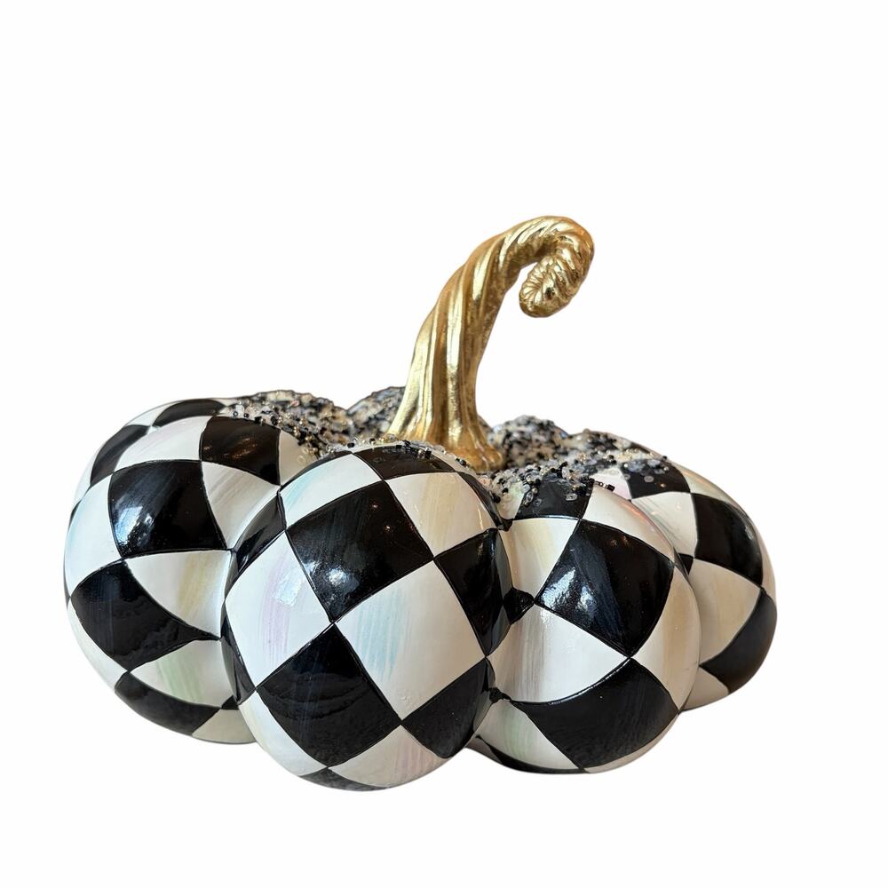 NEW MacKenzie-Childs Beaded Harlequin Squashed Pumpkin in Original Box - Picture 16 of 16